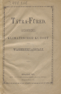 Tátra-Füred, Klimatischer Kurort Und