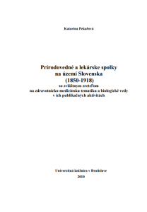 Prírodovedné a lekárske spolky na území Slovenska (1850-1918)