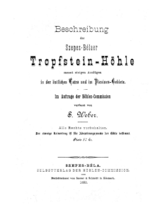 Beschreibung Szepes-Bélaer Tropfstein-Höhle