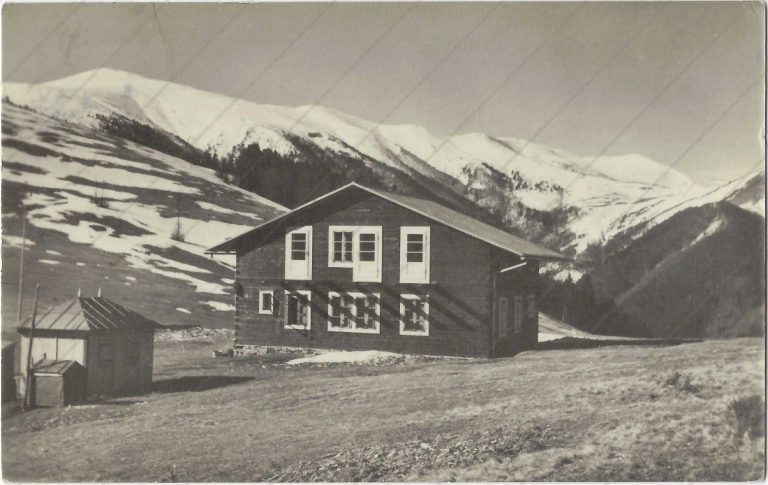 Chata na Grúni (1949-50, Tatran) s pečiatkou chaty