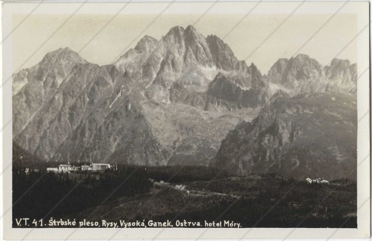 Štrbské pleso, hory a Móry (1927; Chytil)