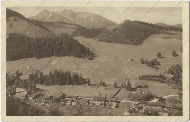 Tatr. Javorina, v pozadí poľské vrchy – Woloszyn (1950; RCR)